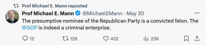 cohler's tweet image. The latest ❌science❌ from #ClimateCult #ClimateGate #ClimateScam ring leader @MichaelEMann🤡‼️