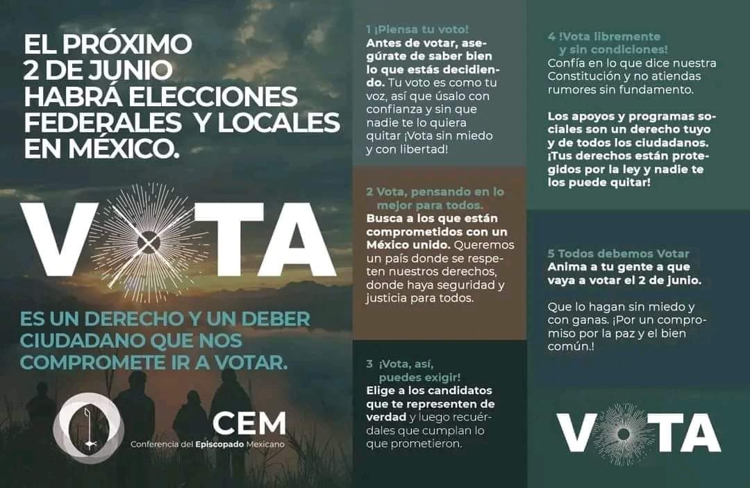 ¡Vayamos a votar por un México unido y en paz!
#eleccionesmx2024 #Vocaciones