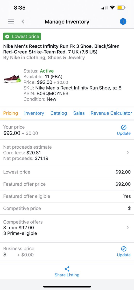 BrodylovesAMZN's tweet image. Anyone know a way I can become a Nike Brand Ambassador within AMZN?

A lot of my listings get no movement simply because of an incorrect title or size. Would love to hear a solution. (Size 8 shoe title reads 7.5)☹️☹️

#amazonissues #amazonseller