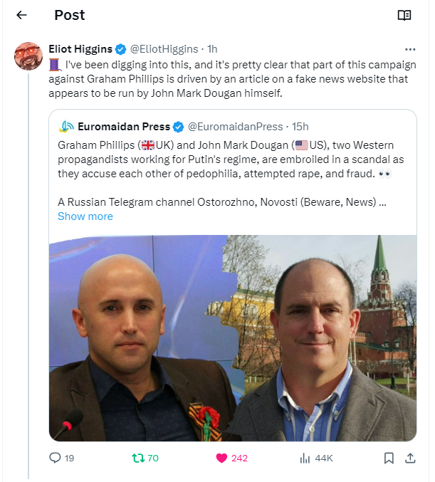 The uber-vatniks are infighting russian style🤡 and Eliot is nice enough to keep us informed and up to date of the meandering river of shite these two azzhats are throwing at each other👇piranhas in a bowl🤮do I hear the Titanic orchestra gently playing in the background 😋