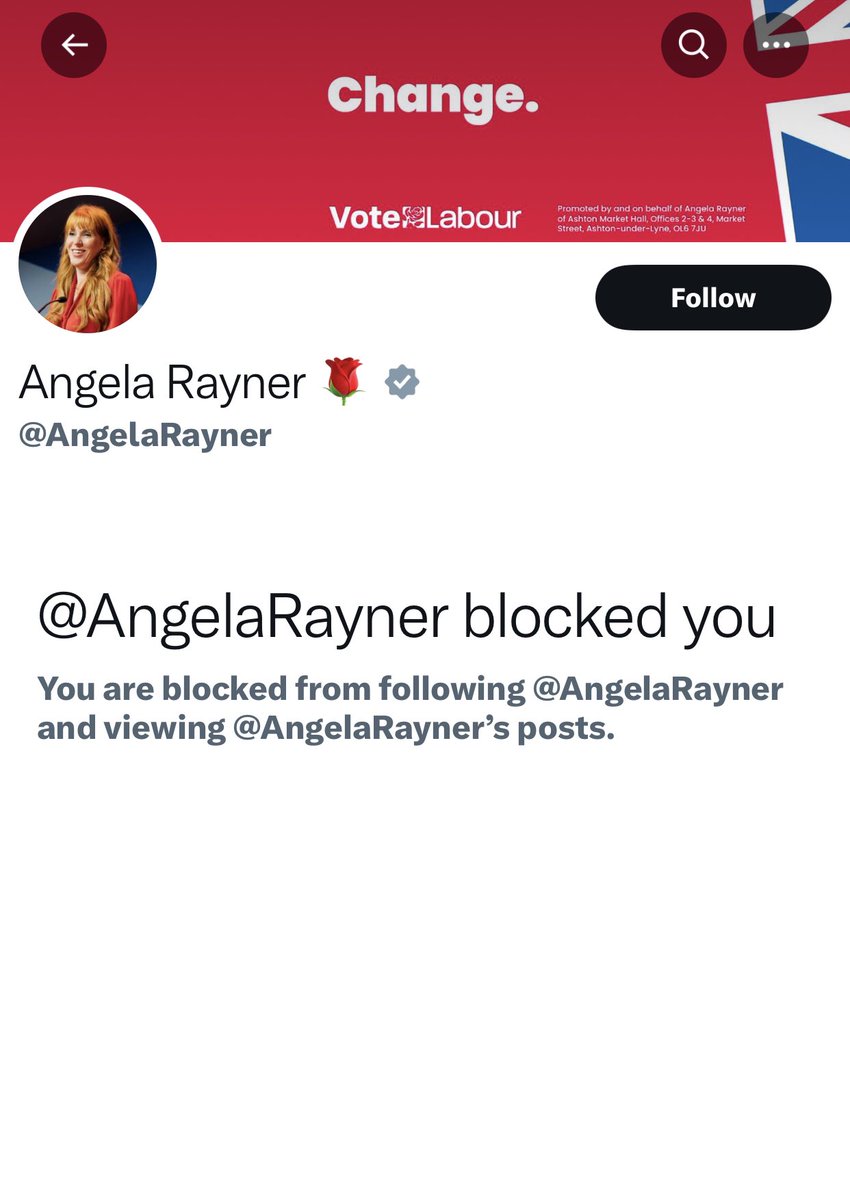 JustG (@little_g2) on Twitter photo In the interest of political polling - please RT if you’re blocked by the deputy leader of <a href="/UKLabour/">The Labour Party</a> <a href="/AngelaRayner/">Angela Rayner</a>
Cc <a href="/Keir_Starmer/">Keir Starmer</a> In the interest of political polling - please RT if you’re blocked by the deputy leader of <a href="/UKLabour/">The Labour Party</a> <a href="/AngelaRayner/">Angela Rayner</a>
Cc <a href="/Keir_Starmer/">Keir Starmer</a>