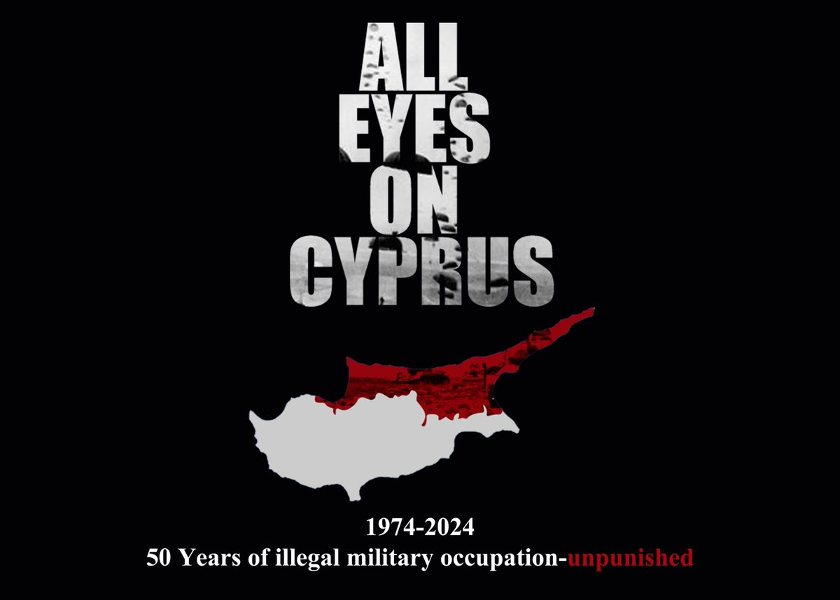 ictinus_x's tweet photo. In 1974, the world watched as Turkey violated all rules of international law, including the Charter of the United Nations and several UN Resolutions, and unleashed a brutal invasion, killing thousands, occupying and ethnically cleansing a third of Cyprus.
For 50 years now, the UN failed to hold Turkey accountable for the illegal occupation of 37% of the territory of the Republic of Cyprus, a member of the European Union.