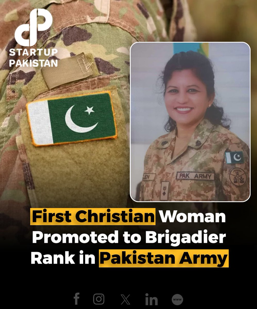 RealHazel0's tweet photo. Brigadier Helen Mary Roberts makes history as the first Christian woman officer to become a brigadier in the Pakistan Army!
#firstchristian #women #pakistanarmy https://t.co/WnKF8vaXbY