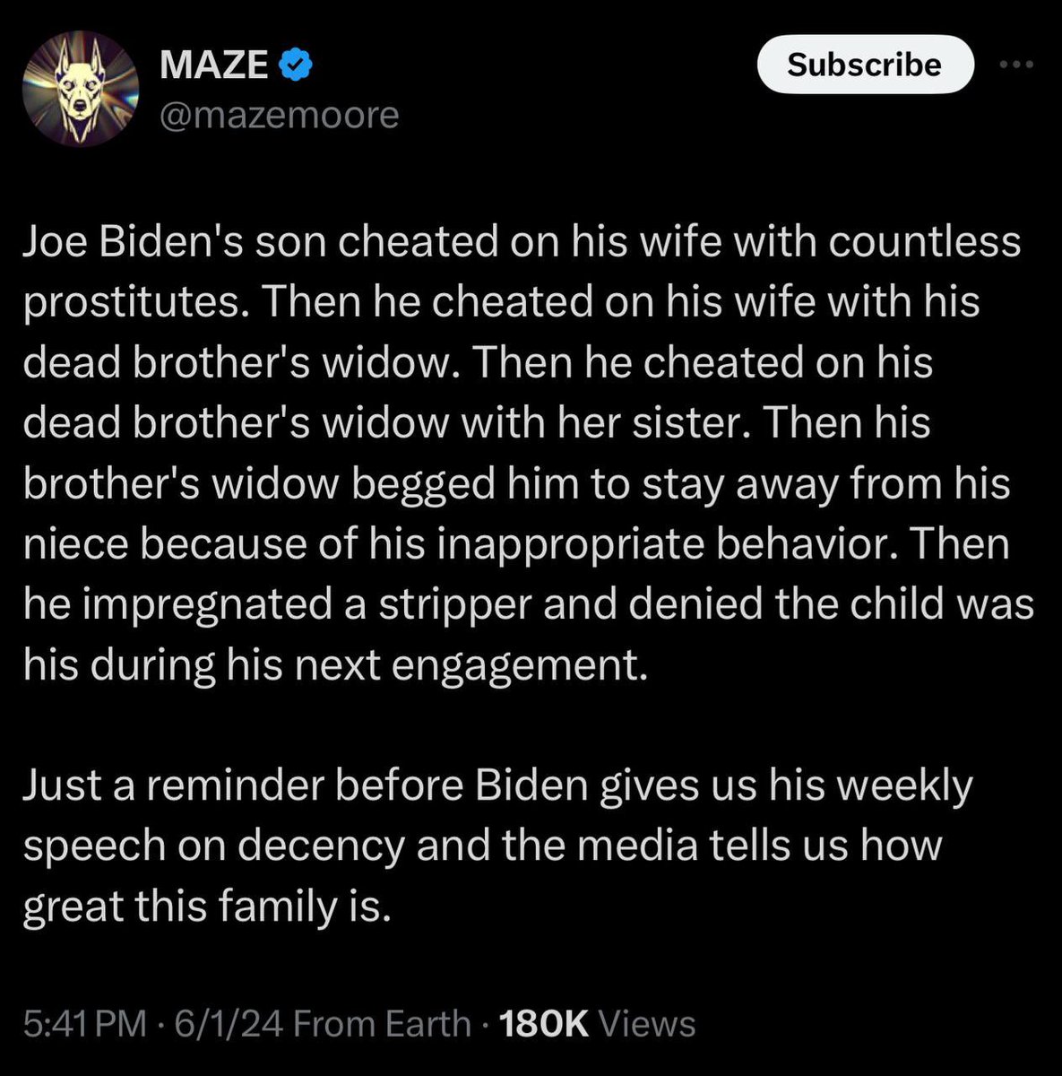 Arkypatriot's tweet photo. Hunter Biden is evil https://t.co/7pWzPerzQR
