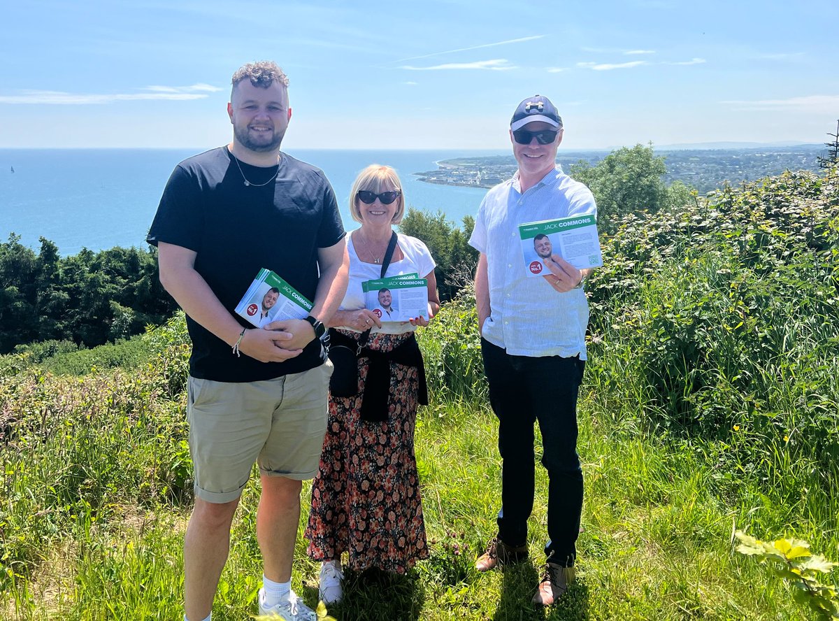 Enjoying the weather, the view and the canvass up Bray Head with Jack Commons this morning.