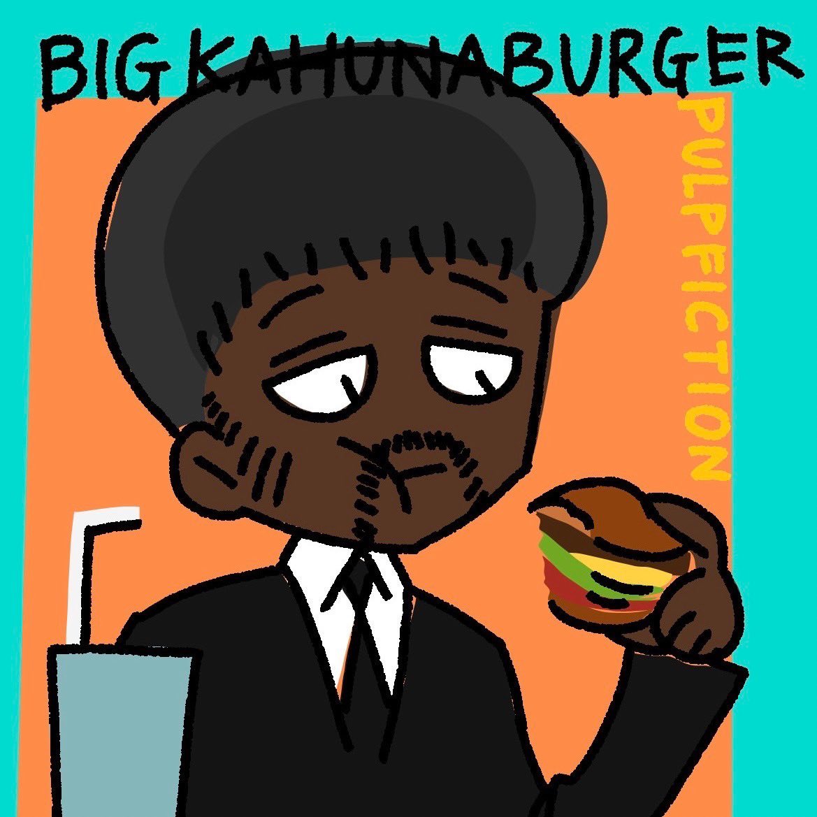 kasper_mansuns's tweet photo. パルプフィクションのジュールス描きました！
この後の聖書の一節を読み上げるシーンが大好きです！
とりあえずチーズバーガー食べたくなりますよね🍔
#PulpFiction
#JulesWinnfield
#ファンアート
#イラストレーターさんとつながりたい https://t.co/M0f62hIxfk
