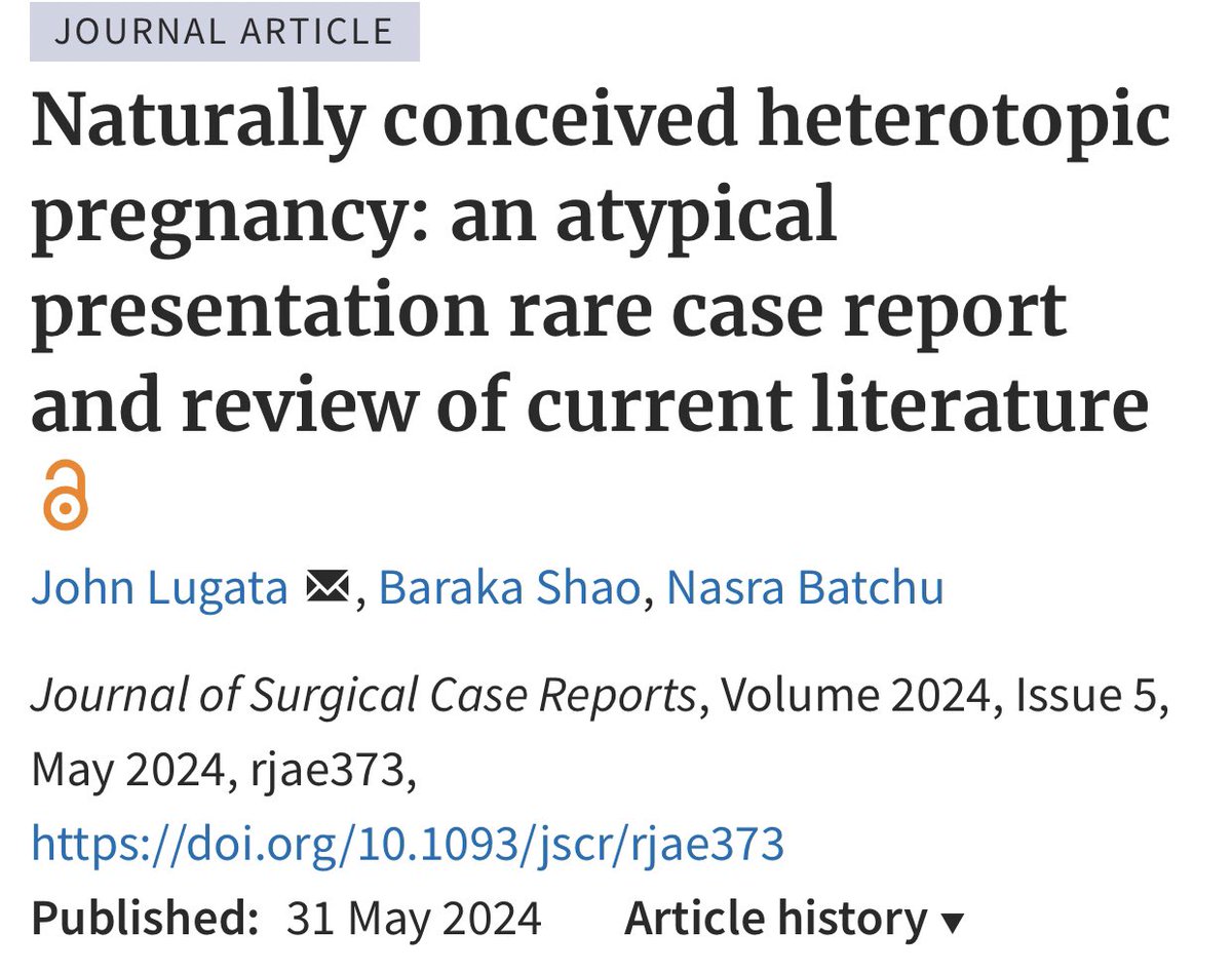 LugataJohn's tweet photo. Naturally conceived heterotopic pregnancy: an atypical presentation rare case report and review of current literature https://t.co/fyyWCwGGPv
@wild_mustang2 @Akhila_doc 
@JudithKilewo_  @DocFaustine @MySMFM @wizara_afyatz https://t.co/7N2h5AqugK
