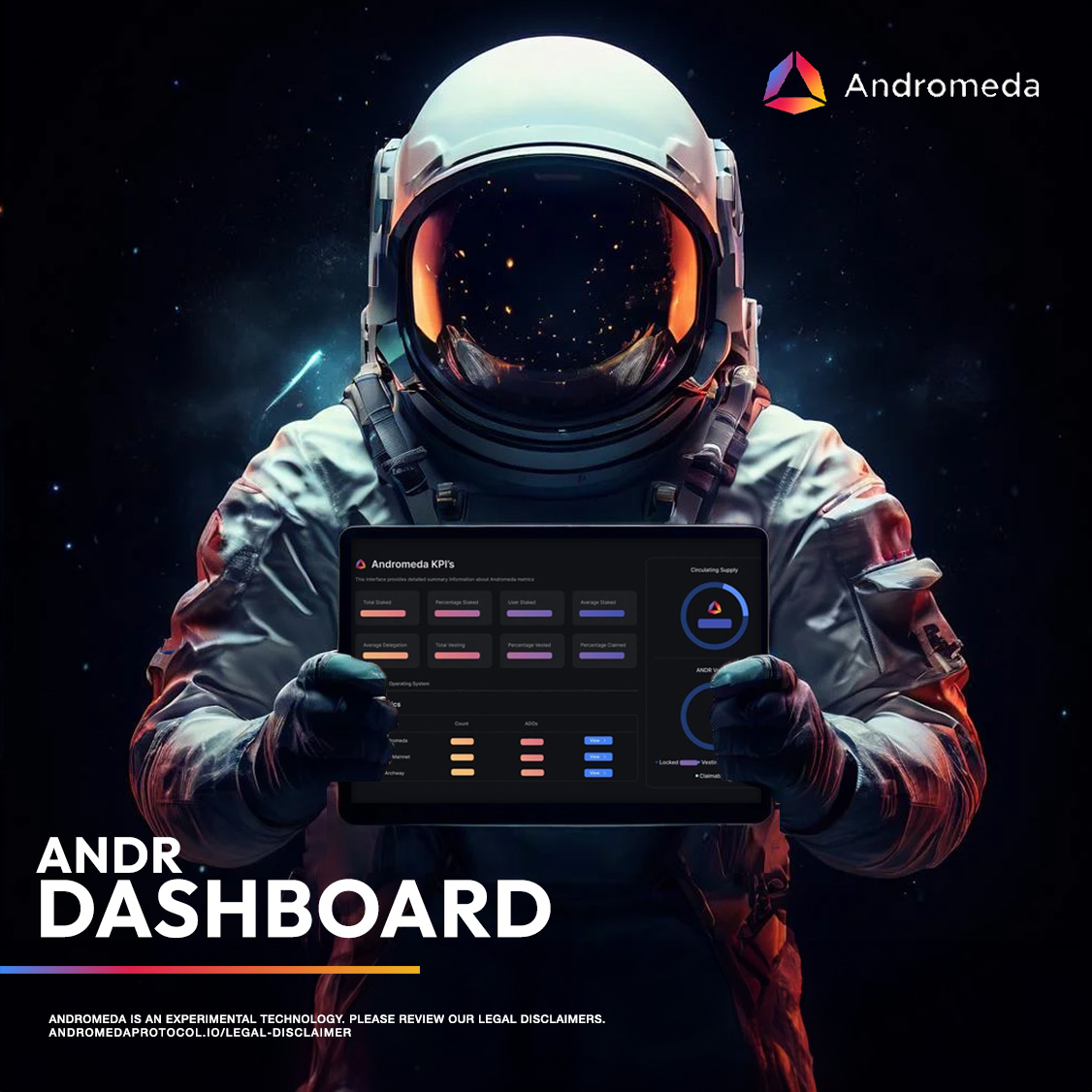 AndromedaProt's tweet photo. andrDASHBOARD

- Andromeda aims to provide real-time visibility and transparency of critical data, showcasing the adoption of aOS and the economic engine in action.

- The goal is to offer the team, partners, and community real-time information and full transparency of token emissions and treasury wallets, including detailed visual breakdowns of andrVAULT.

- Andromeda is also developing a visual metric system to capture the status of the economic engine and multi-chain token sinks, simplifying the understanding of the Andromeda Token Ecosystem's dynamics and value creation.

#Andromeda #aOS #Web3 #Crypto $ANDR