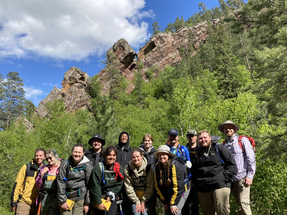 What has everyone been working on so far this summer? 
After a days “work” completing a pace and compass geologic bedrock map of Little Elk Creek Canyon, SD, Geology Field Camp students relax before starting the hike out. #ZipsRock