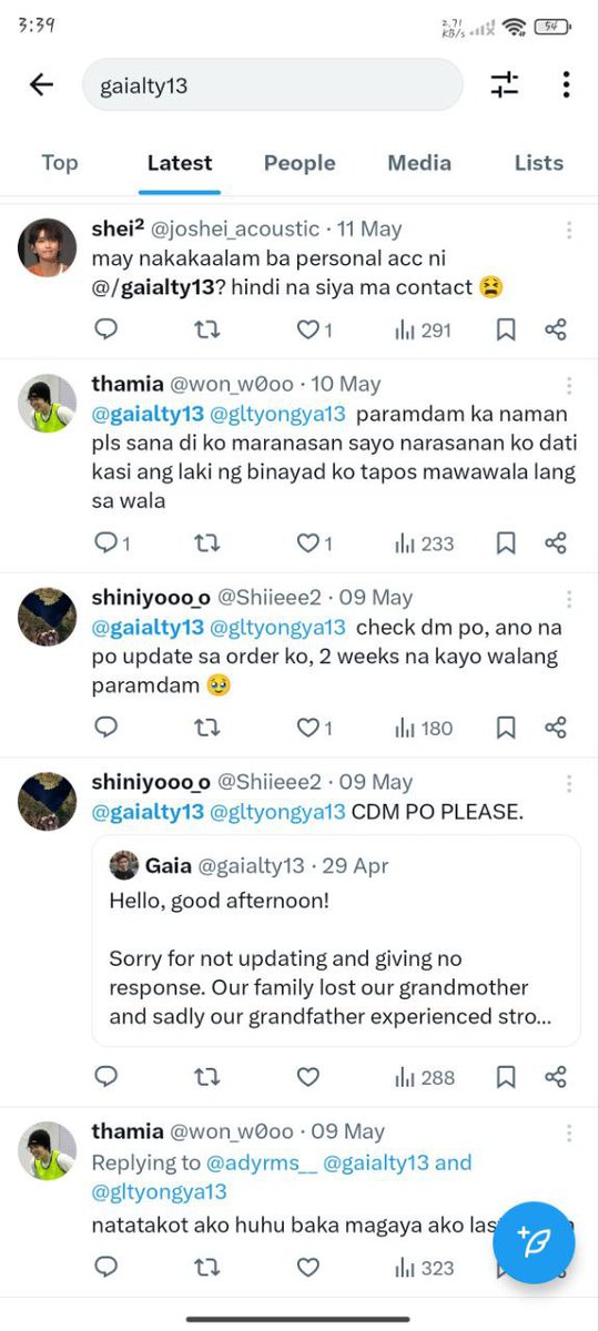 claimingMEIney's tweet photo. Last May 12, may nag-reach out na sa'min asking about gaia's whereabouts/updates regarding their pending orders since ang last update sa twitter niya ay April 29 pa so we decided to create a tg group to gather &amp; update everyone kasi she updated us sa gc nung May 8. https://t.co/VcejjrAu1T