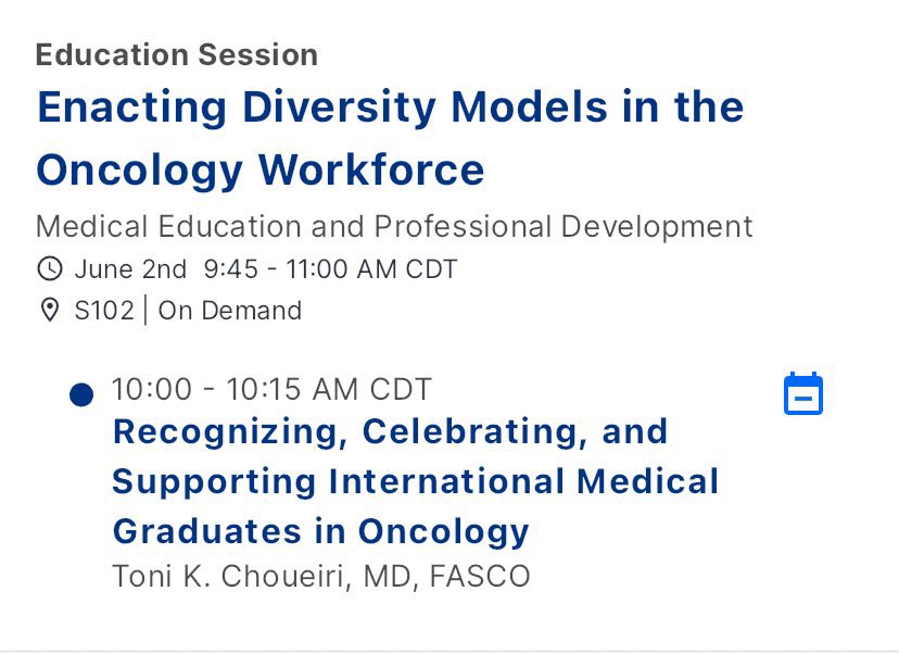 ❗️Make sure not to miss this education session and my talk on “Recognizing, Celebrating, and Supporting #IMGs in Oncology” at #ASCO24 ❗️

Today, 10-10:15 AM
Room S102

<a href="/ASCO/">ASCO</a> <a href="/OncoAlert/">OncoAlert</a> <a href="/IMG_Oncologists/">IMG Oncologists</a>
