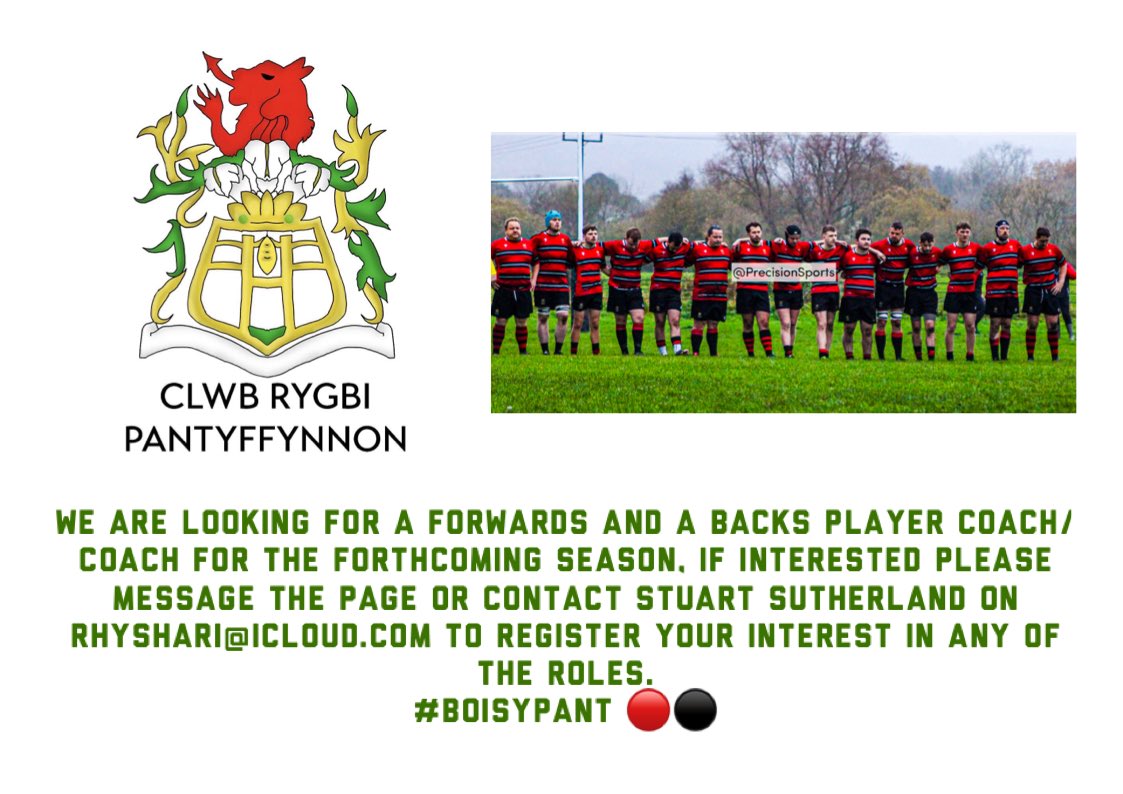 Pantyffynnon RFC (@pantyffynnonrfc) on Twitter photo If you’re interested in any of these roles get in touch on any of the pages or the email shown above! #BoisYPant 🔴⚫️ <a href="/AllWalesSport/">All Wales Sport</a> If you’re interested in any of these roles get in touch on any of the pages or the email shown above! #BoisYPant 🔴⚫️ <a href="/AllWalesSport/">All Wales Sport</a>