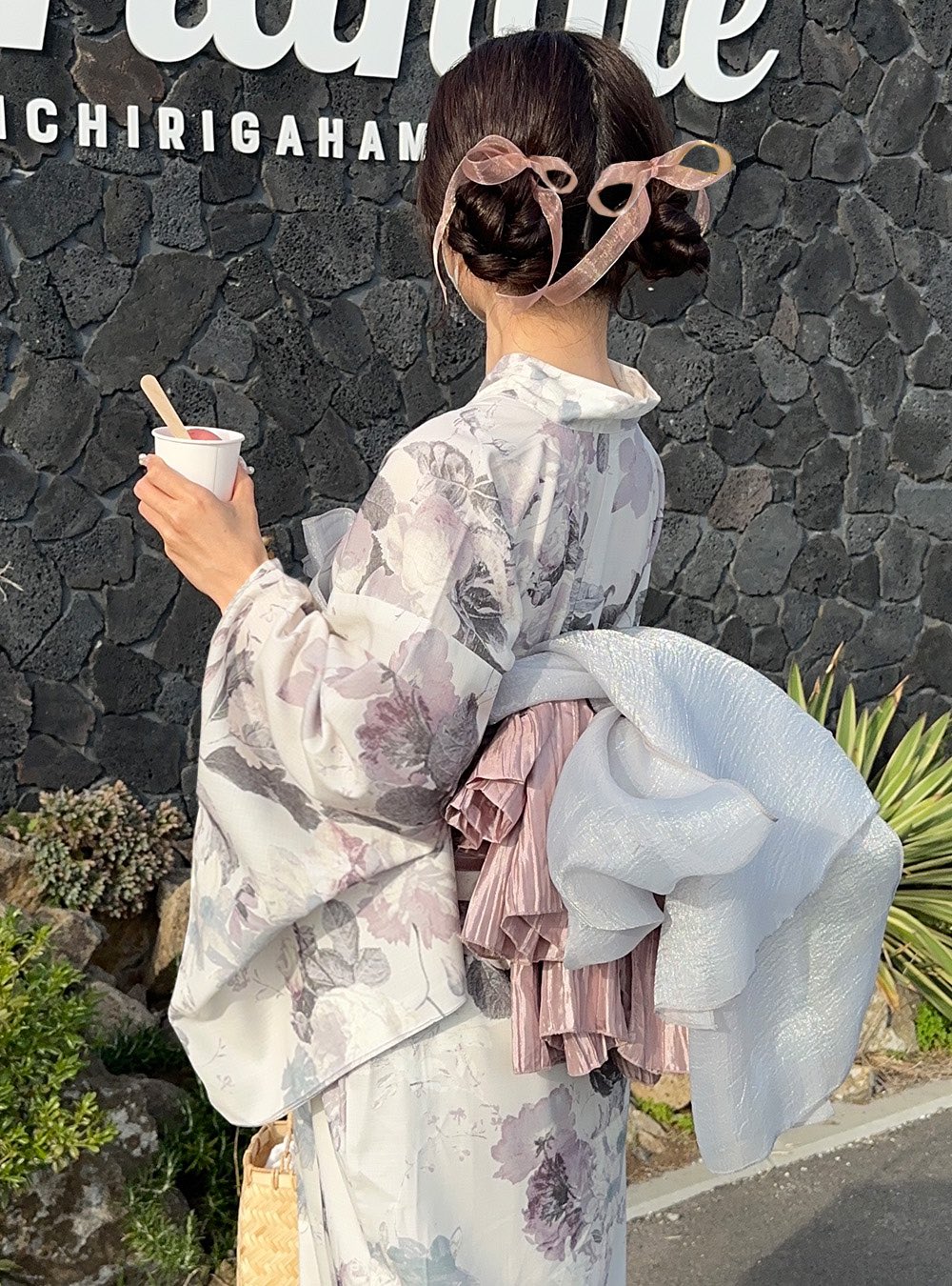 花柄浴衣セット GRL GRL 3点セット2Way水彩花柄浴衣セット ショート