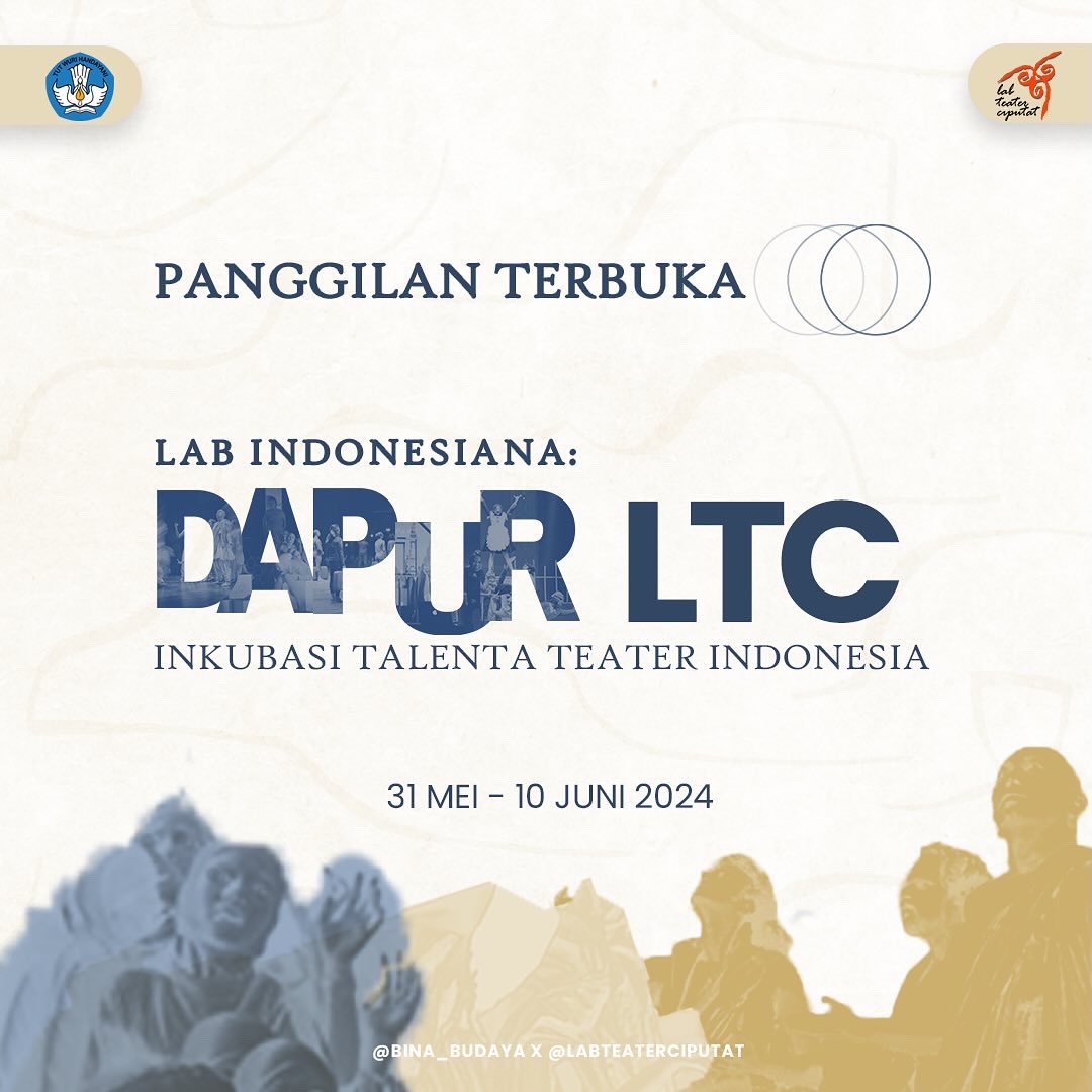 labteaterC's tweet photo. [PANGGILAN TERBUKA]

Persembahan untuk seniman teater tanah air menjawab tantangan panggung seni pertunjukan.

Lab Indonesiana: Dapur LTC hadir sebagai platform turut serta meningkatkan kapasitas pelaku seni pertunjukan khususnya teater dan membuka perluasan jejaring kesenian. https://t.co/fmoJULVgZe
