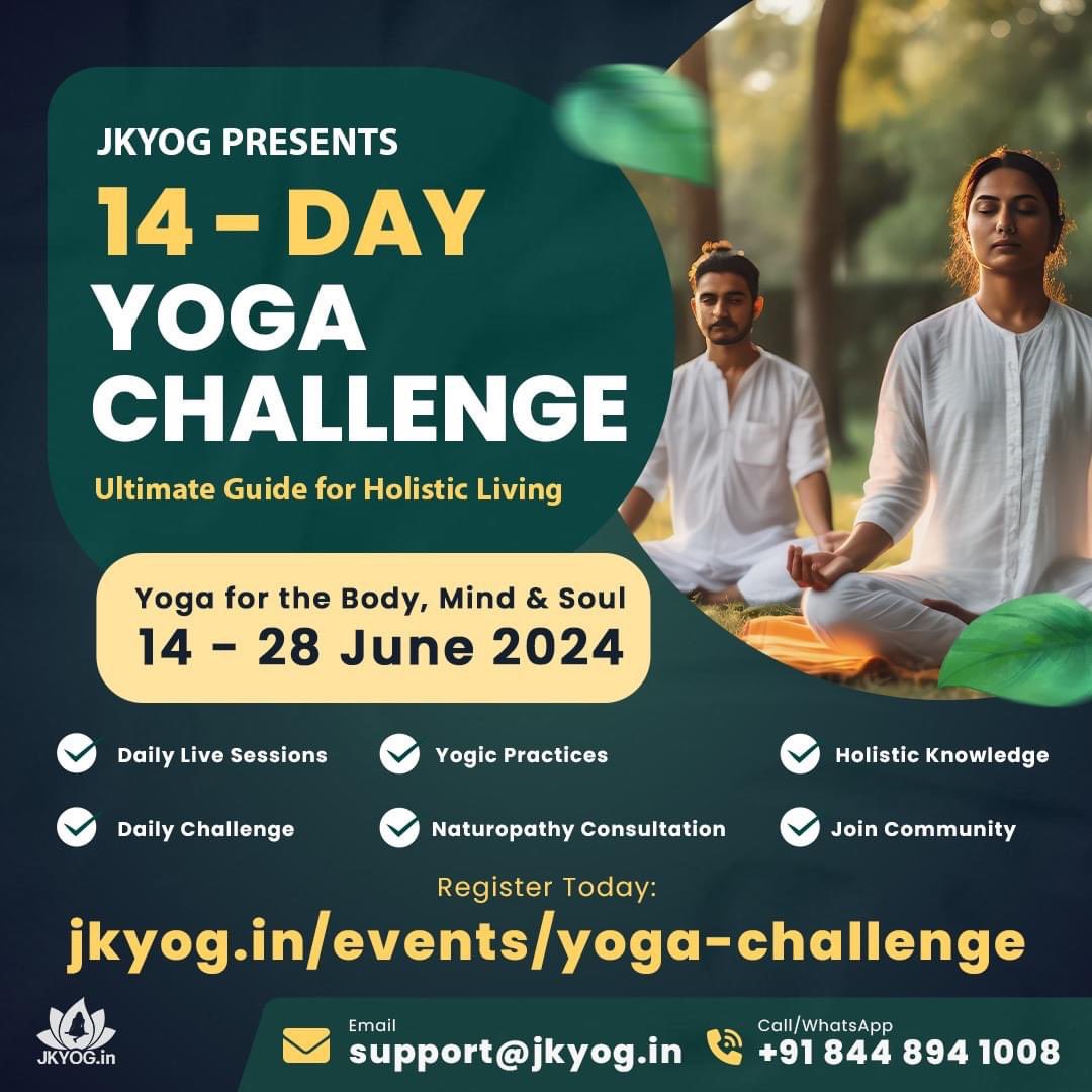 jkyogindia's tweet photo. 🧘‍♂️🌅 Transform Your Life with JKYog 14-Day Yoga Challenge 🧘‍♂️🌅

Yoga for the Body, Mind and Soul
Ultimate Guide for Holistic Living

🗓️ Date: June 14 - 28, 2024  
🕕 Time: 6:00 AM - 7:15 AM IST (Daily)

Register Now!
https://t.co/uJe2XpmGdv https://t.co/GRIqHUHoiV