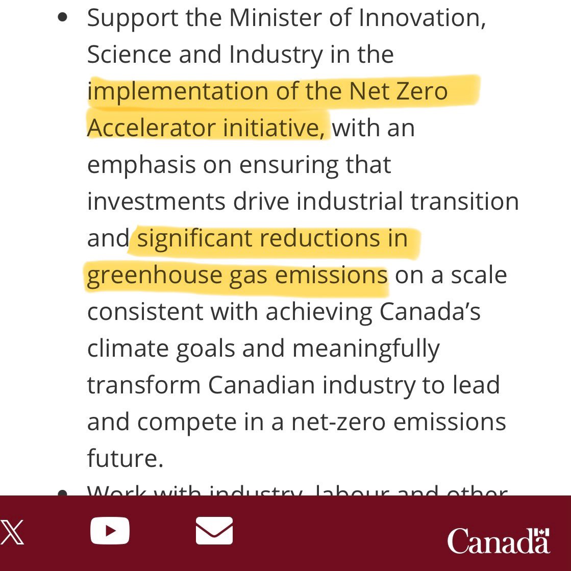 DanMazierMP's tweet photo. JUST IN

Justin Trudeau’s radical environment minister, pretended he wasn’t responsible for the $8 BILLION Net Zero Accelerator slush fund.

He was hiding the truth.

Minister Guilbeault’s mandate letter states he is responsible for implementing the $8 BILLION Net Zero Accelerator to reduce emissions.

But now that Canada’s Environment Commissioner has caught the Liberals giving away billions of dollars to large emitters without any commitment to reduce emissions - Minister Guilbeault is hiding.

In fact, the Liberals are refusing to release the funding agreements and emission reduction details of their $8 BILLION Net Zero Accelerator slush fund.

It’s free cash for multinational companies, and carbon tax hikes for Canadians.

Conservatives have forced an emergency meeting to end this cover up.

Stay tuned.