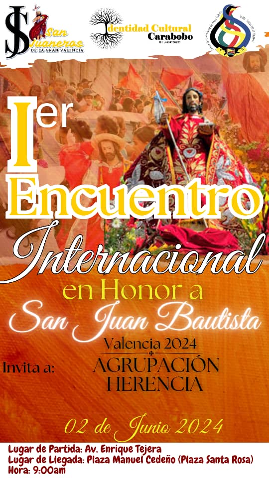 Gracias Valencia por invitarnos al I Encuentro Internacional en honor a San Juan Bautista.
Nos vemos mi gente!
Vamos, vamos todos por el Día Nacional del Tambor en Venezuela.

#SanJuan #Bautista #HerenciaPatarrumba #HerenciaSinLímites #drums #Venezuela🇻🇪 #love #DiadelTambor