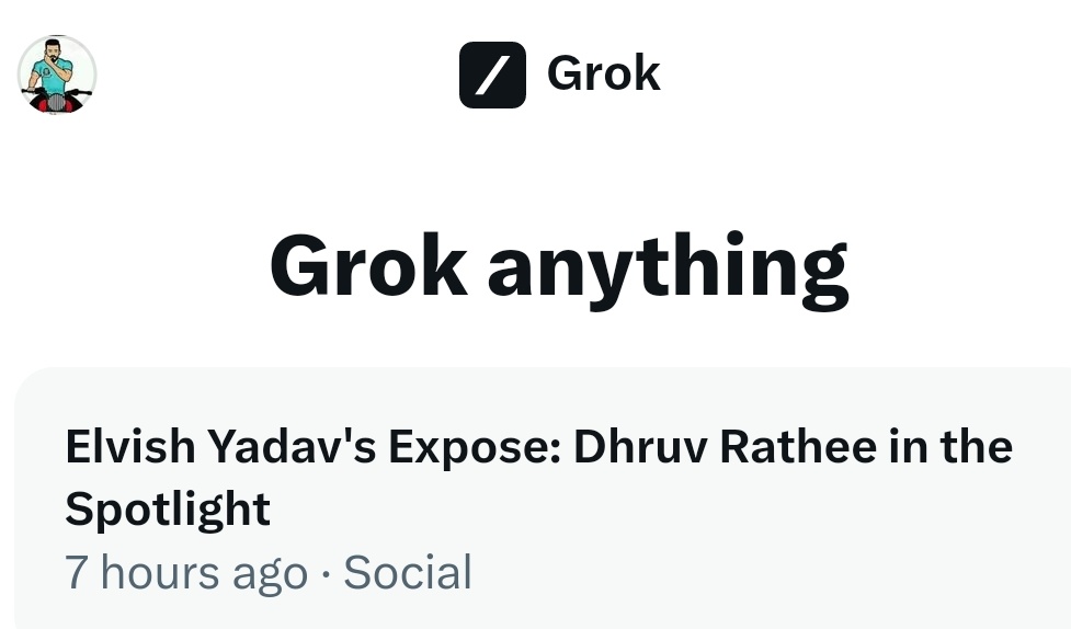 Wow <a href="/ElvishYadav/">Elvish Yadav</a> 's article is on Twitter Grok. 

#ElvishYadav #ElvishArmy