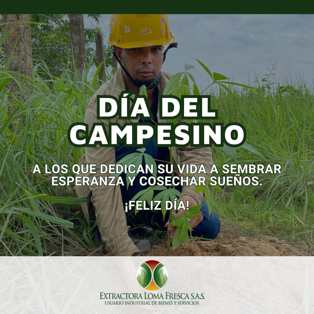 ExtLomaFresca's tweet photo. ¡Feliz día del Campesino!
🌴
A los que dedican su vida sembrar esperanza y cosechar sueños.
#DíaDelCampesino #LaPalmaEsVida
#AceiteDePalmaColombiano https://t.co/m8HMJUWX23