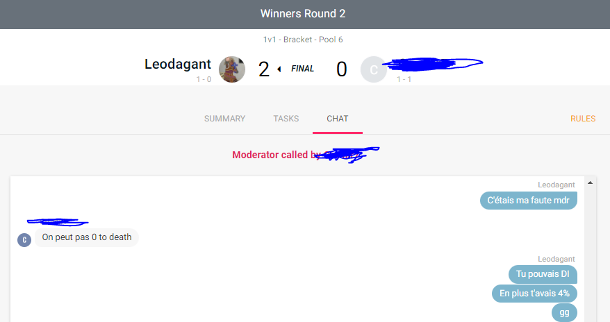 Super tournoi multiversus france, dès que ose combo quelqu'un bah il appelle les modo mdr