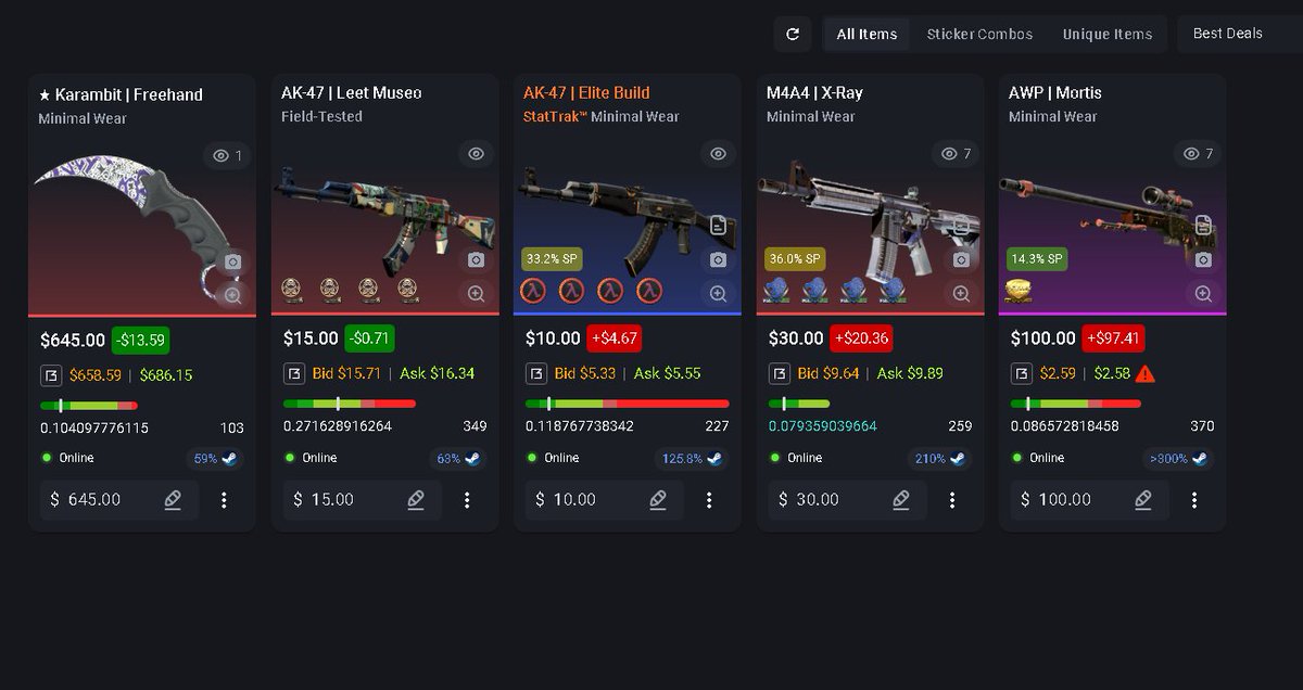 Cashing out my inventory!

Cheap skins for sale!

csfloat.com/stall/76561198…