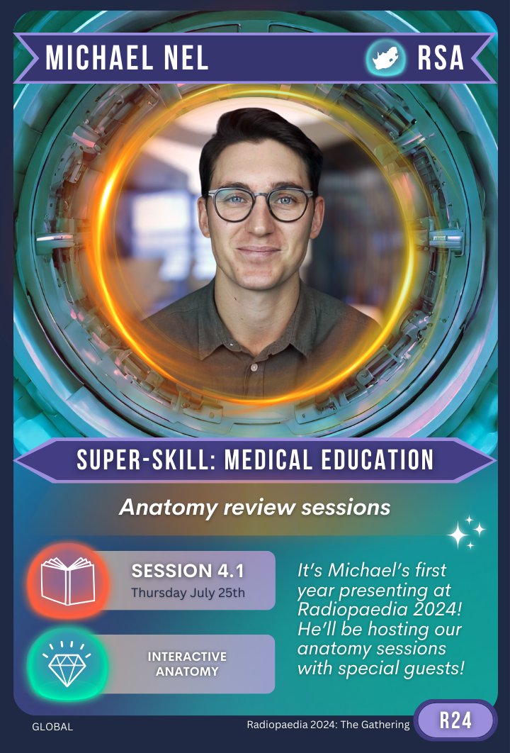 Radiopaedia.org (@radiopaedia) on Twitter photo ๐ Meet <a href="/radiologytuts/">Michael Nel</a> from South Africa. Michael makes his debut at the conference, hosting our anatomy sessions with special guests.
๐๏ธ 22-26 July 2024
๐๐ผ bit.ly/radiopaedia2024 ๐ Meet <a href="/radiologytuts/">Michael Nel</a> from South Africa. Michael makes his debut at the conference, hosting our anatomy sessions with special guests.
๐๏ธ 22-26 July 2024
๐๐ผ bit.ly/radiopaedia2024
