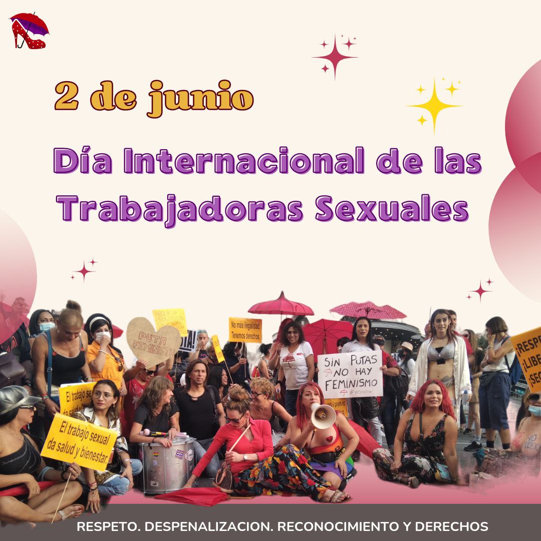 ✨ #2J Hoy conmemoramos del Día Internacional de las personas que ejercen el Trabajado Sexual en memoria de la protesta del 2 de junio de 1975, en el que más de 150 trabajadoras sexuales ocuparon la Iglesia de Saint-Nizier de Lyon en Francia...🧶👇