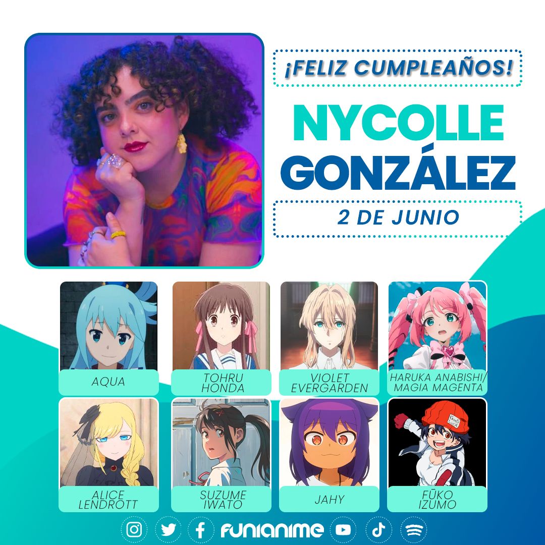 funianime's tweet photo. 🥳🎉 La talentosa y muy querida Nycolle González está de cumpleaños. ¡Muchas felicidades! 🎉🥳 @nycolleyshon https://t.co/5kwvCLPb1Q