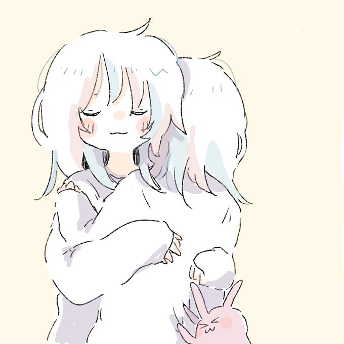 「hug white hair」 illustration images(Latest)