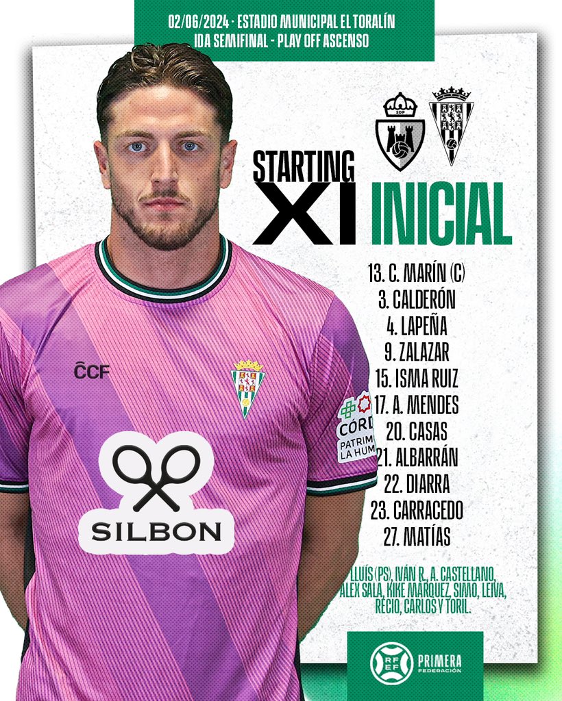 👤 ¡Este es nuestro 𝗫𝗜 de hoy frente a la <a href="/SDP_1922/">SD Ponferradina SAD</a> 

#CórdobaCF  |  #PonferradinaCórdoba