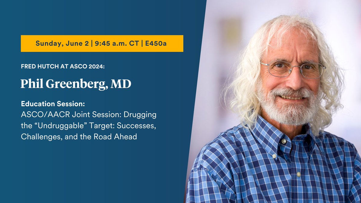 Don't miss this morning's educational session featuring Fred Hutch's Phil Greenberg, MD at #ASCO24. Plan your itinerary: fredhutch.org/en/events/amer…