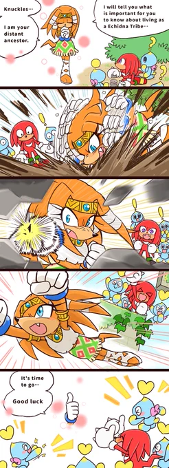 Tikal managed to make a little contact with Knuckles 