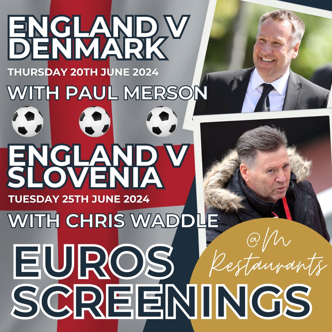 The Sporting Club (@sportingclubthe) on Twitter photo Come & enjoy the Euros in style with our exclusive screenings with 2 football legends in association with
<a href="/GoPrivilege/">Go Privilege</a>.
⚽ England v Denmark with <a href="/PaulMerse/">Paul Merson</a> on Thu 20th June 2024 @ 3pm.
⚽England V Solvenia with <a href="/chriswaddle93/">Chris Waddle</a> on Tue 25th June 2024 @ 6PM: bit.ly/3Pm8YaI Come & enjoy the Euros in style with our exclusive screenings with 2 football legends in association with
<a href="/GoPrivilege/">Go Privilege</a>.
⚽ England v Denmark with <a href="/PaulMerse/">Paul Merson</a> on Thu 20th June 2024 @ 3pm.
⚽England V Solvenia with <a href="/chriswaddle93/">Chris Waddle</a> on Tue 25th June 2024 @ 6PM: bit.ly/3Pm8YaI