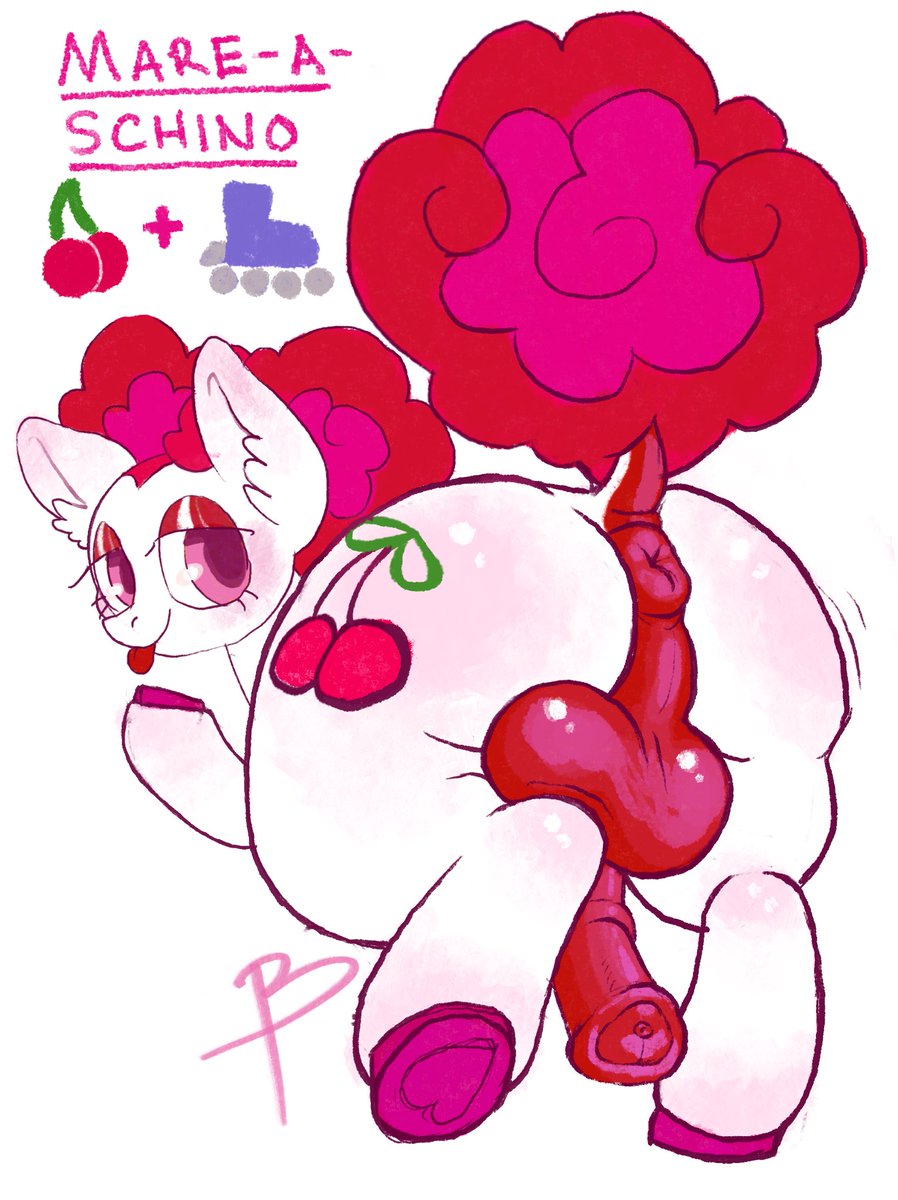 TooManySkittles's tweet photo. Tfw you upload something with a typo, let’s try this again. This is Mare-a-schino. She likes roller skating and mocktails. She smells like cherry limeade. #nsfwmlp #mlpnsfw #oc https://t.co/rS6wUFEKPo