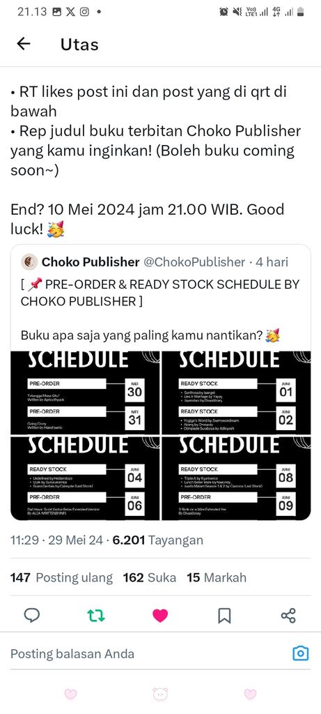 UTAmii1710's tweet photo. @ChokoPublisher Bismillah mau novel Backburner https://t.co/plL6RreA65