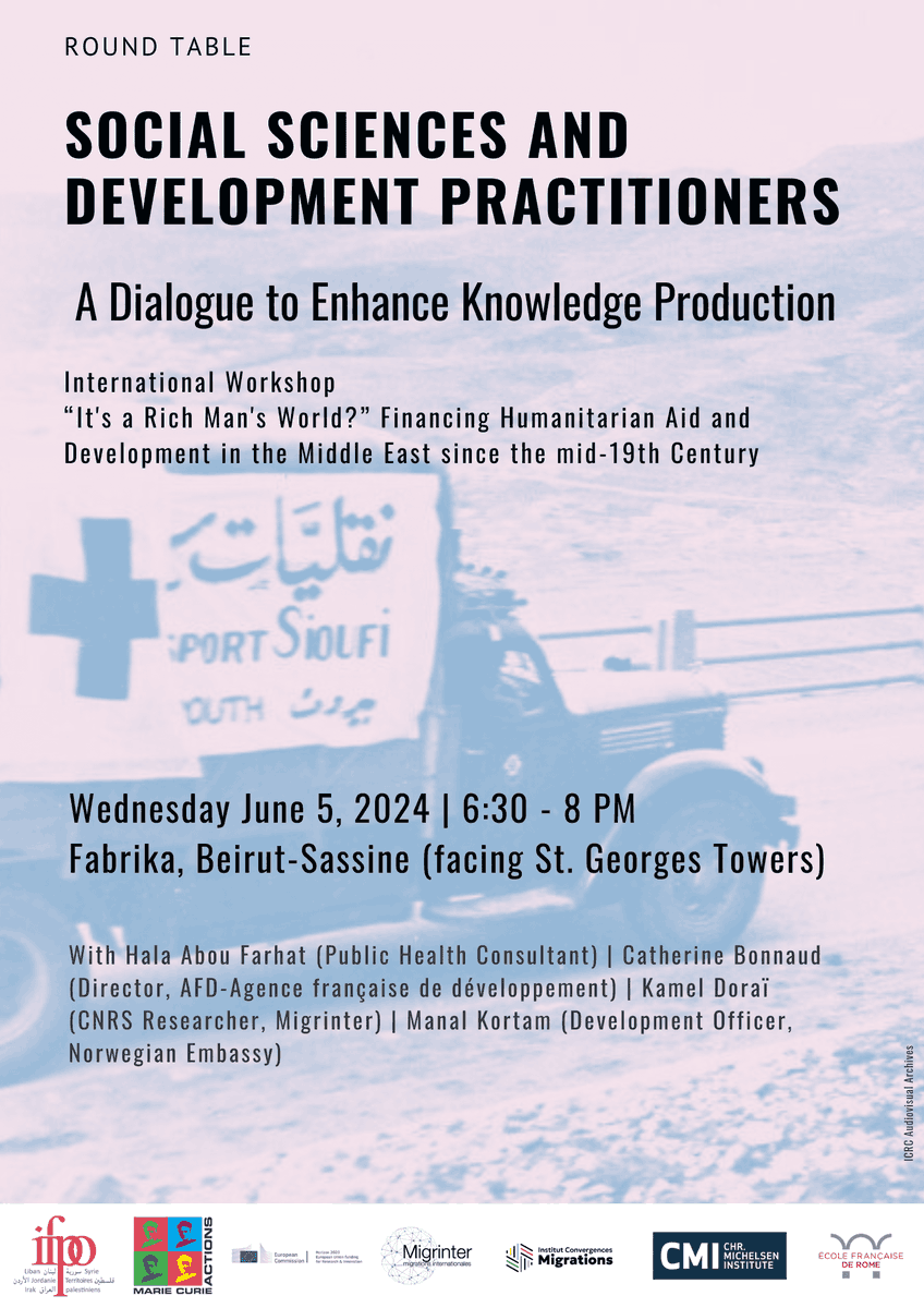 levant_marie's tweet photo. "It's a rich man's world"? Let's explore the complexities of financing humanitarian aid and development in the Middle East. 5-6 June at Fabrika and IFPO Beirut @ifporient Program: https://t.co/6UsvAdCViA
@YHakoum @ef_rome @ICMigrations @mattrey1980 https://t.co/exQ018DQpQ