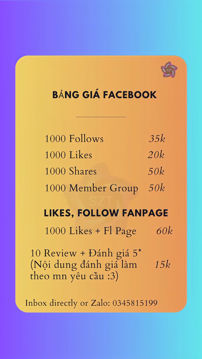 szt_digital_mkt's tweet image. Bảng giá Facebook 🔰❤️ 
Mọi người cần gì ib mình nha 🫶
Giá cực kì rẻ ạ 🥰
Mua số lượng lớn vẫn sẽ được giảm giá tiếp nha 🌸 
#tangtheodoi #bufffollow #bufflike #szt
