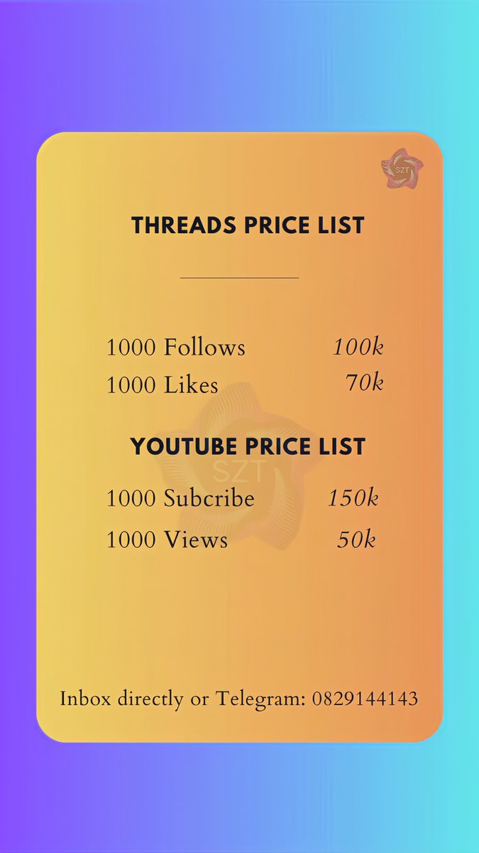 szt_digital_mkt's tweet image. Bảng giá Threads và Youtube 🔰❤️ 
Mọi người cần gì ib mình nha 🫶
Giá cực kì rẻ ạ 🥰
#tangtheodoi #bufffollow #bufflike #szt