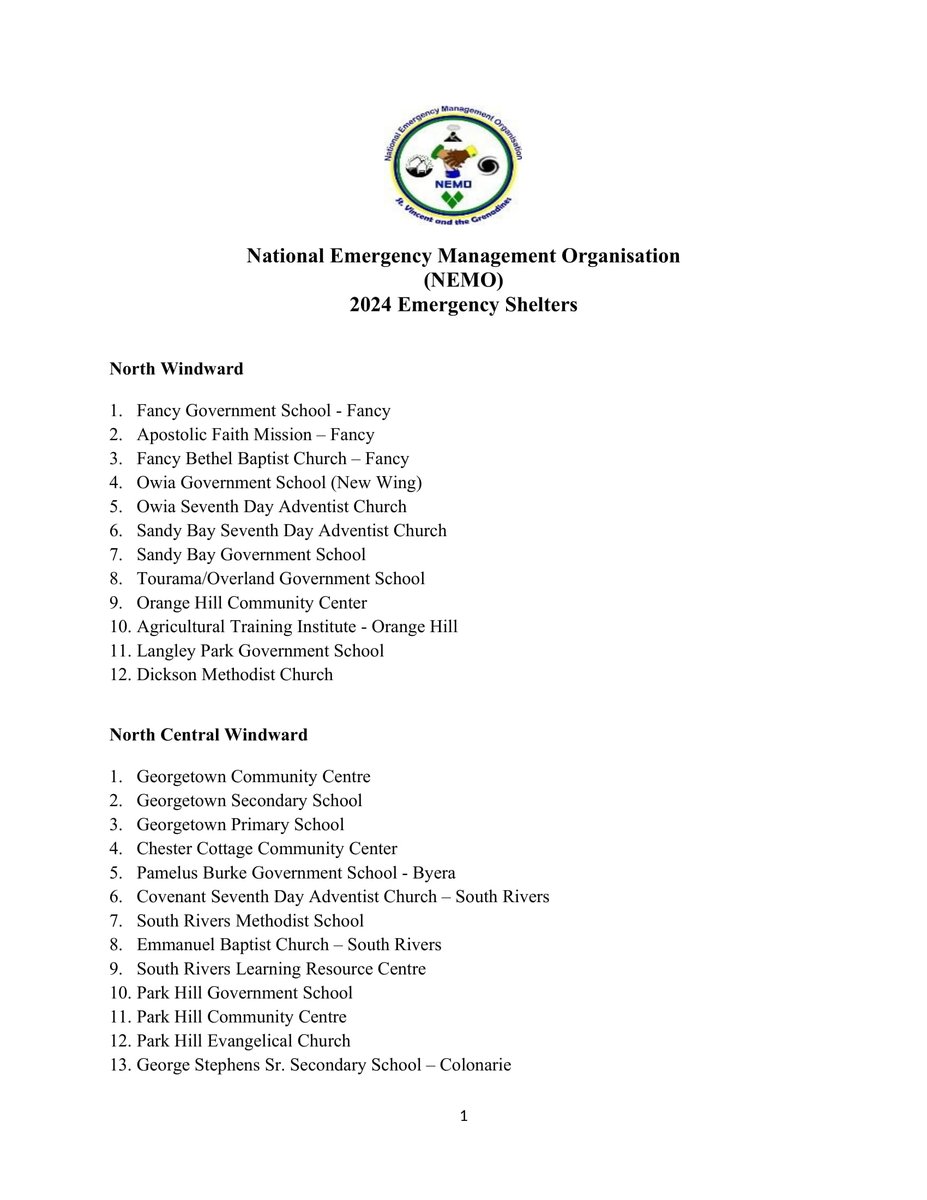 NEMOSVG's tweet photo. The 2024 Hurricane Shelter List is LIVE!
Keep this information close, know where you will go if you or your family must evacuate from hazards this Hurricane Season.
READ MORE: https://t.co/io2gQV1OYg
#NEMOFACT
#FamilyEmergencyPlan
#NEMOSVG
#ResilientSVG
#hurricaneseason2024 https://t.co/dCOpq1vQmW