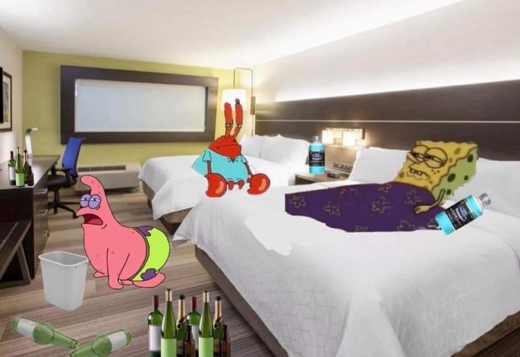 us in the hotel the next morning after a night out: