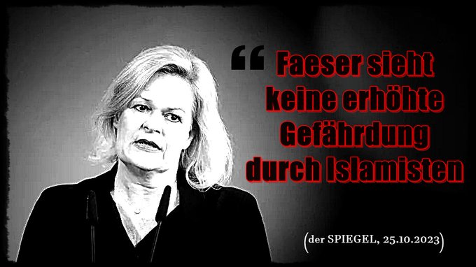 mararumtauf's tweet photo. @DirtyHarry_tv Wenn Faeser nicht endlich zurücktritt, werden weitere islamistische Taten folgen. Ich habe Angst https://t.co/MYhDaqm28M