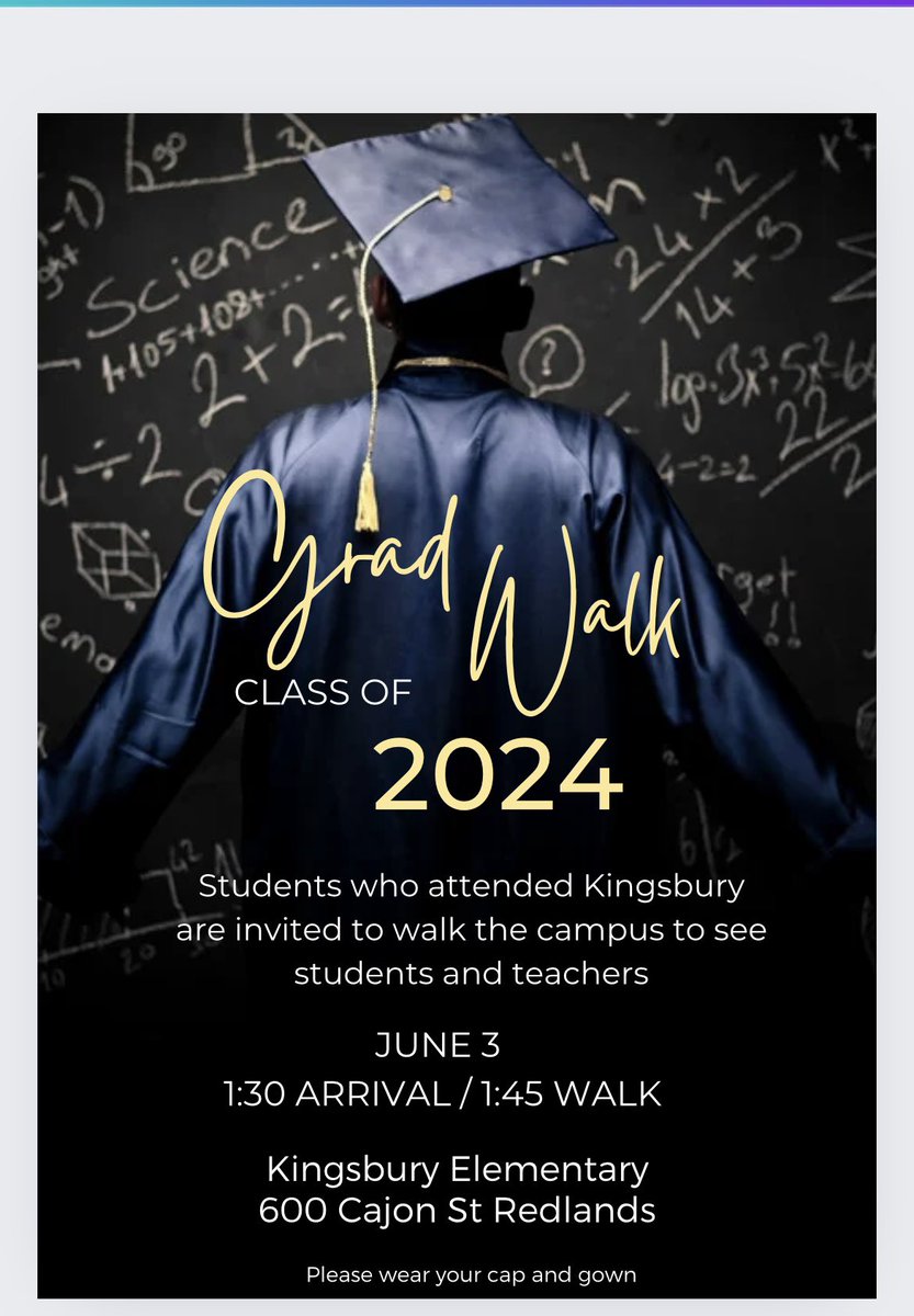 Kingsbury Elementary (@kingsburyrusd) on Twitter photo Calling all Redlands Class of 2024 seniors! If you went to Kingsbury Elementary you are invited to a Grad Walk tomorrow! <a href="/RedlandsUSD/">Redlands USD</a> Calling all Redlands Class of 2024 seniors! If you went to Kingsbury Elementary you are invited to a Grad Walk tomorrow! <a href="/RedlandsUSD/">Redlands USD</a>