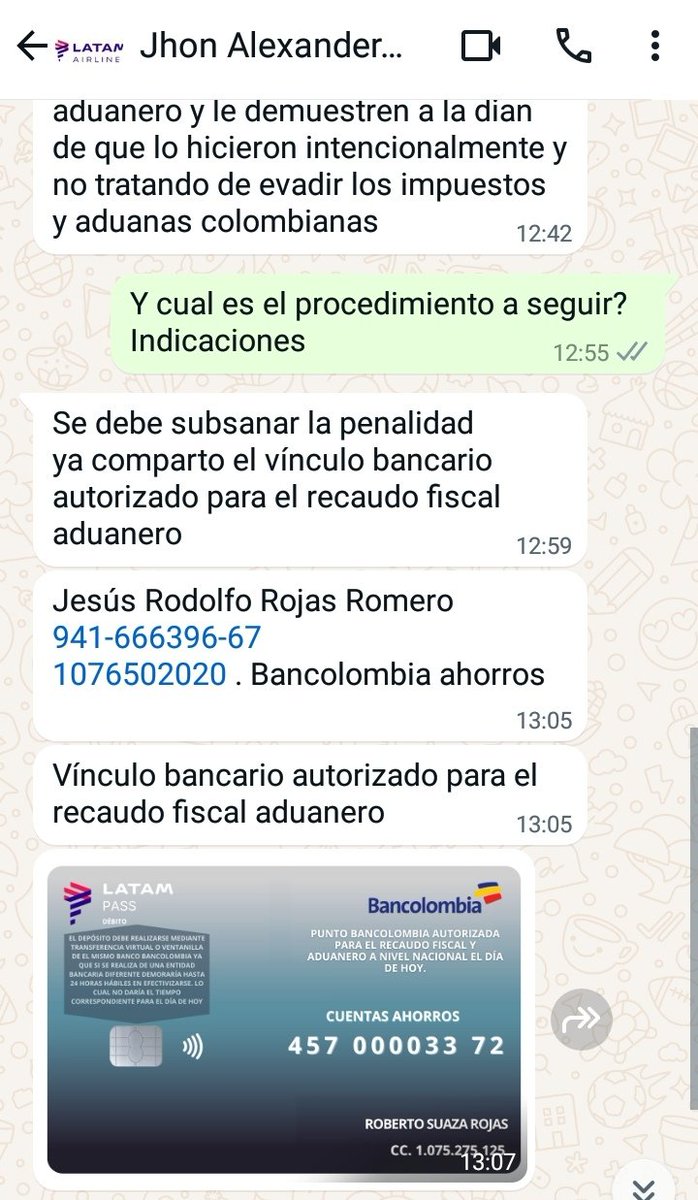 YohanEnSumapaz's tweet photo. Desde @LATAMAirlines en la llamada y vía WhatsApp me manifiestan que debo pagar antes de las cuatro de la tarde del día de hoy [2 de Junio de 2024]  mínimo entre el 7% al 10% del monto para subsanar y lograr una prórroga para el pago total. 🆘 By YAVS 🙏 @DIANColombia @luiscrh https://t.co/vGbqMbQ0LO