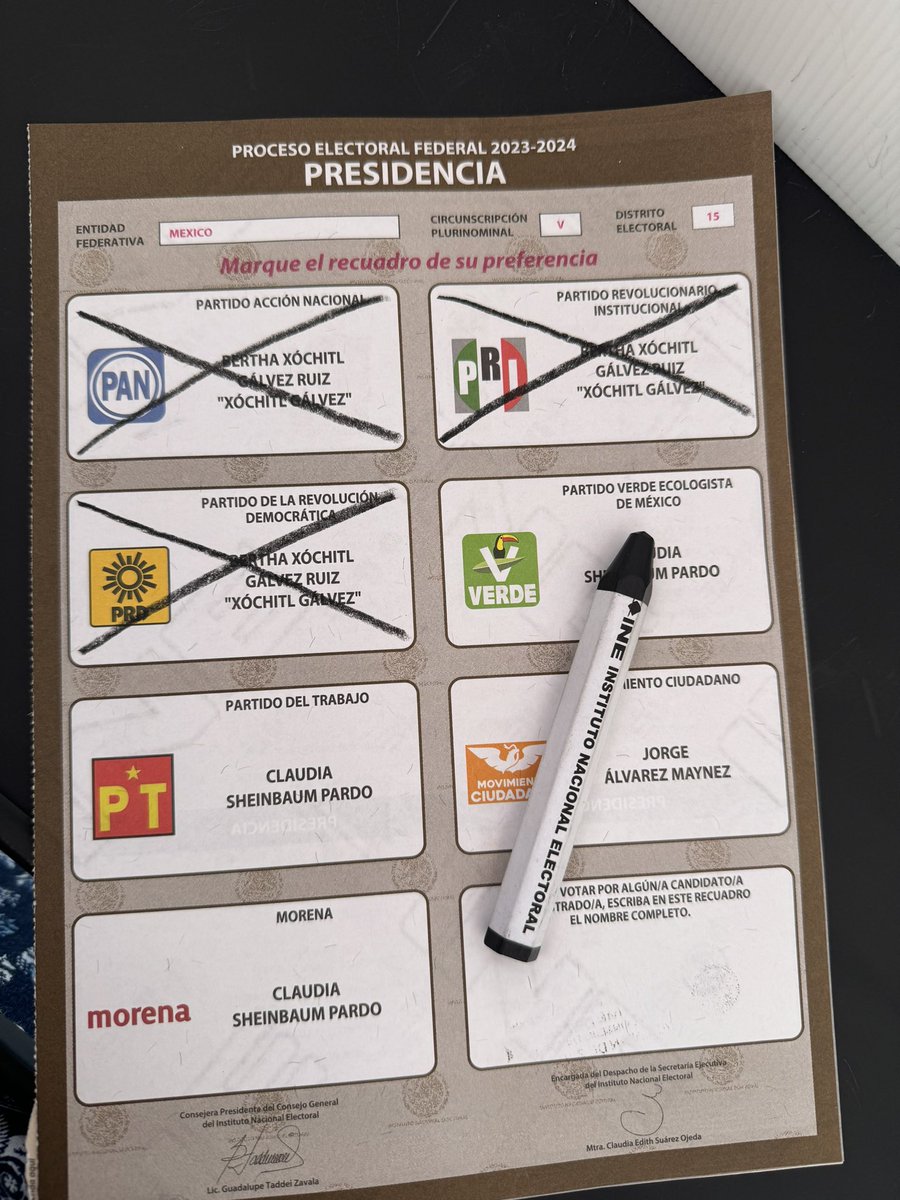 AnaMaGa_Ga's tweet photo. ¡Cuéntenle bien! 🤞🗳️

Ejercí mi derecho a decidir el México que quiero, vida, verdad y libertad.

#YoVotéPorXóchitl
#XóchitlGálvezPresidentaDeMéxico https://t.co/7C8IeDIWka