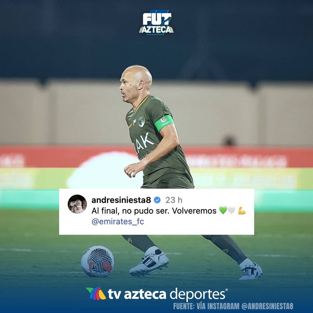 AztecaDeportes's tweet photo. Desciende por primera vez 😱
El Emirates Club, equipo de Andrés Iniesta, perdió su lugar en la Primera División de los Emiratos Árabes Unidos tras terminar en el penúltimo lugar de la tabla general con 17 puntos.
#AndresIniesta #EmiratesClub https://t.co/Q71uIIFIpB