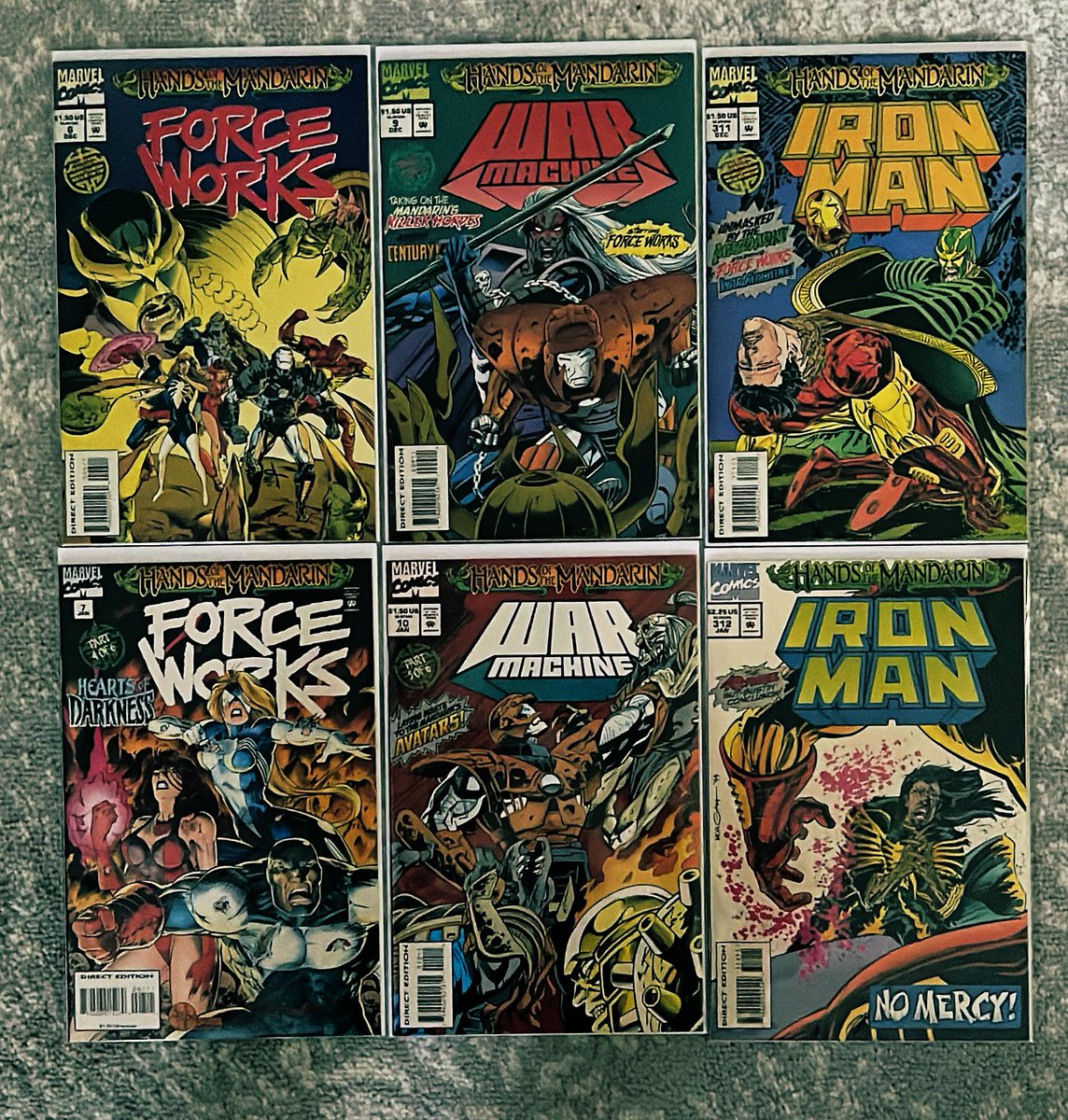 rholmes0520's tweet photo. You want crossovers! You got crossovers! Next up, The Hands of the Mandarin running through Iron Man 311-312,Force Works 6-7, and War Machine 9-10! Tony unmasked! #IronMan #WarMachine #ForceWorks #crossover #MarvelComics }comics https://t.co/G02IShyN7x