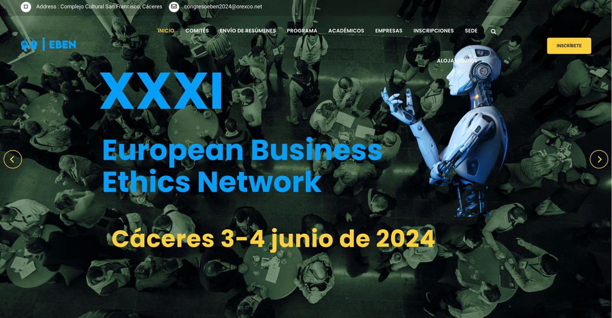 OEticaUEX's tweet photo. Ya tenemos todo preparado, te esperamos mañana lunes y pasado con mucha emoción y muchas ganas en el conventual del San Francisco #ComplejoCulturalSanFrancisco #CongresoEBEN sobre #IA #InteligenciaArtificial #Ética
Cáceres 3 y 4 de junio 2024
https://t.co/iJBbBOhPfS https://t.co/dQc9rjZZMi
