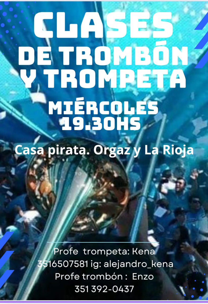_santi68's tweet photo. Se vienen las clases de trompeta y trombon , de la mano de dos pilares fundamentales en los vientos .. si tenes ganas de aprender y sunarte te esperamos , manda wsp a los números para mas info https://t.co/buLKNnv4c1