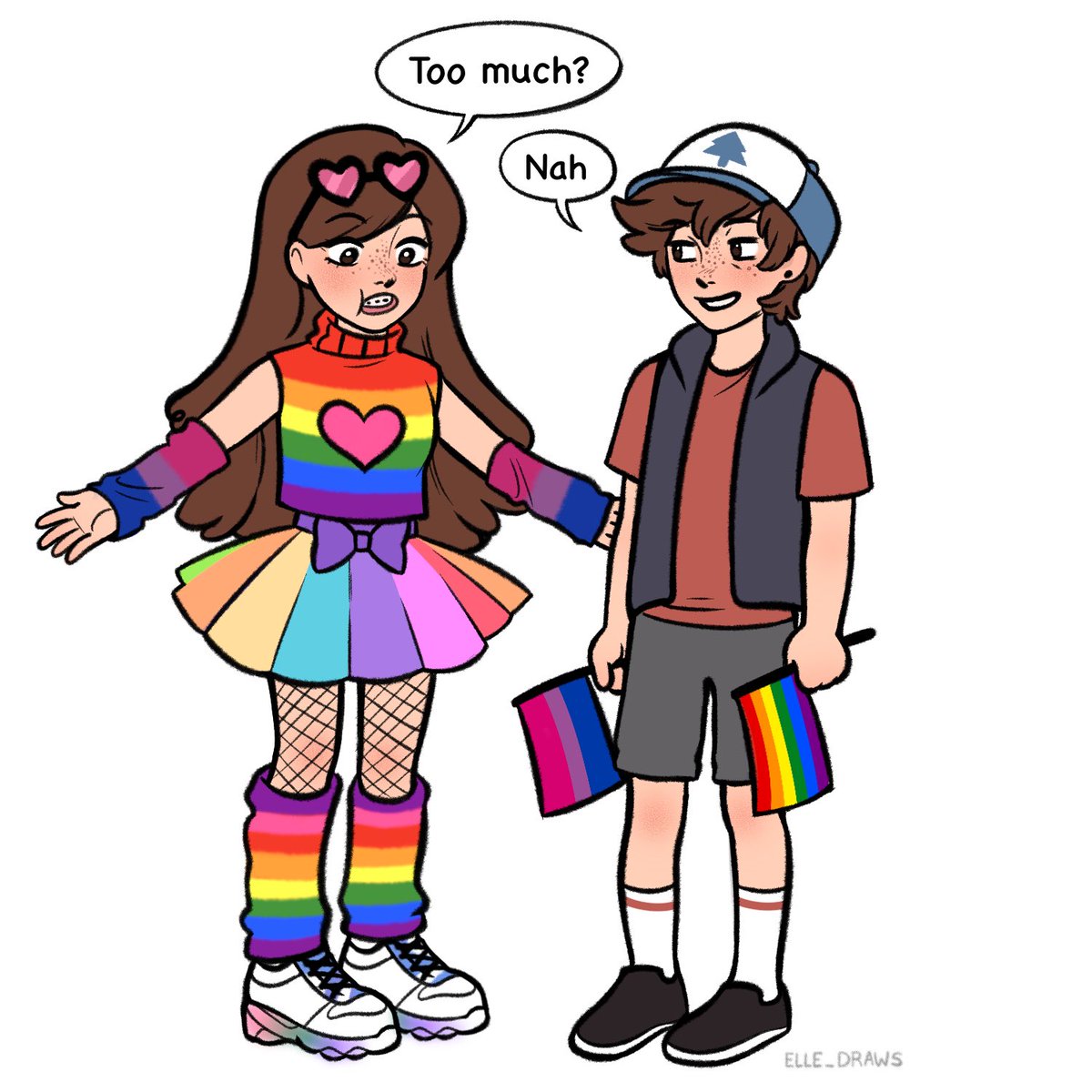 Happy Pride Month from the Pines! 🏳️‍🌈 #gravityfalls #fanart #dipper #mabel