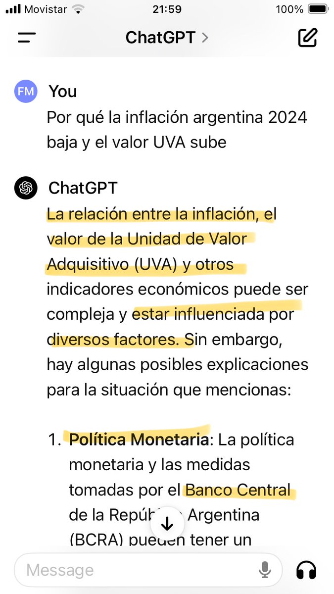 fm_fmelian's tweet photo. Pregunté a IA por qué la inflación baja y el UVA sube, siendo variables dependientes se comportan en relación inversa: inflación baja, UVA sube. El índice está manipulado #BCRA #UVA #HipotecadosUVA #CreditosUVA #DeudoresUVA #SalirdelUVA https://t.co/f9tXEhNeFg